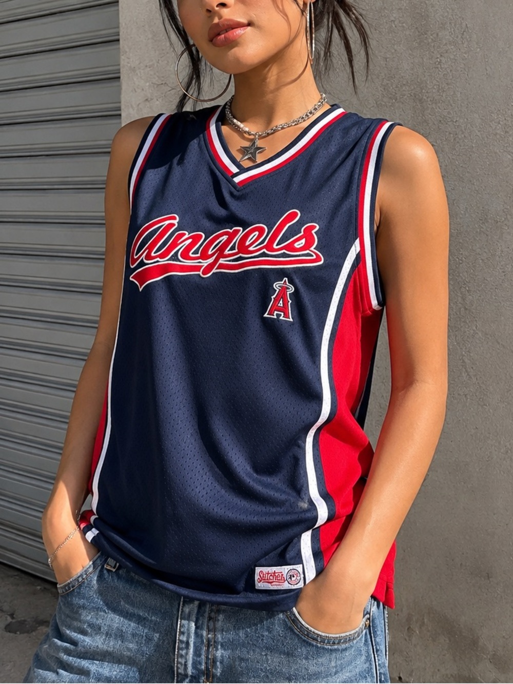 Stitches Angels Sleeveless Jersey - Navy/Red/White